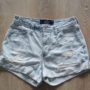 Hollister Women's Light Blue Ripped Jean Shorts W 25 Ripped Distressed